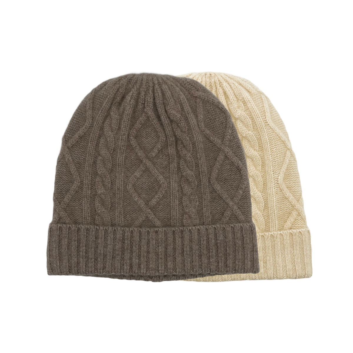 Unisex Cashmere Wool Blend Cable Beanie, 2 items